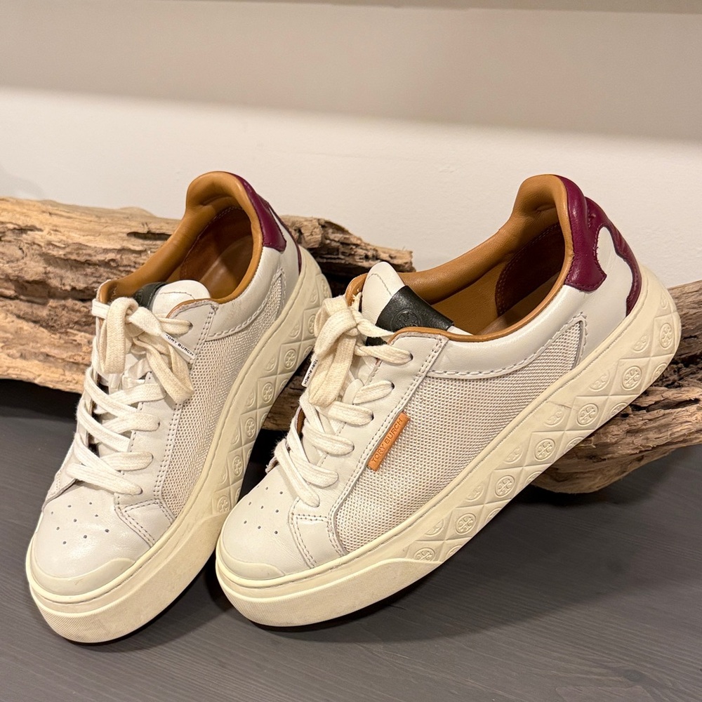 Tory Burch Women's Sneakers in Cream and Burgundy